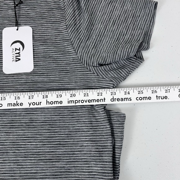 Zyia Active Short Sleeve Shirt Women 3X Black Stripe Athleisure Stretch Tee 1451 - Picture 4 of 8